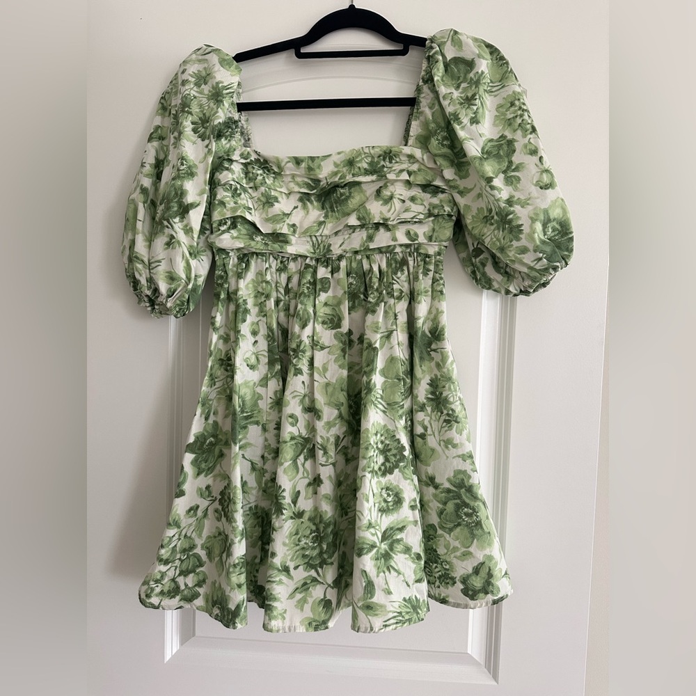 Green Floral Puff Sleeve Dress Abercrombie Emerson